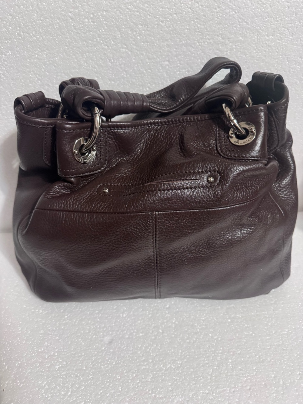 b. makowsky Dark Brown Pebbled Leather Shoulder Bag - Picture 3 of 8